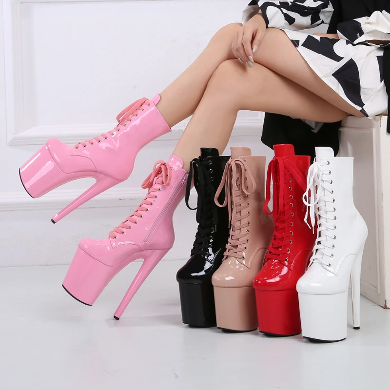 

20cm Steel Tube Dance Shoes, Super High Waterproof Platform, Hentiangao Nightclub Stage Short Boots Female