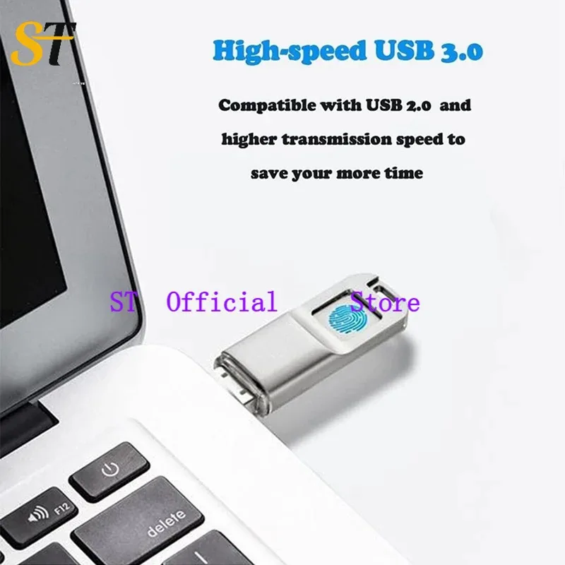 고품질 64GB 지문 암호화 USB 3.0 플래시 드라이브 - 생체 인식 개인정보 보호 메모리 스틱