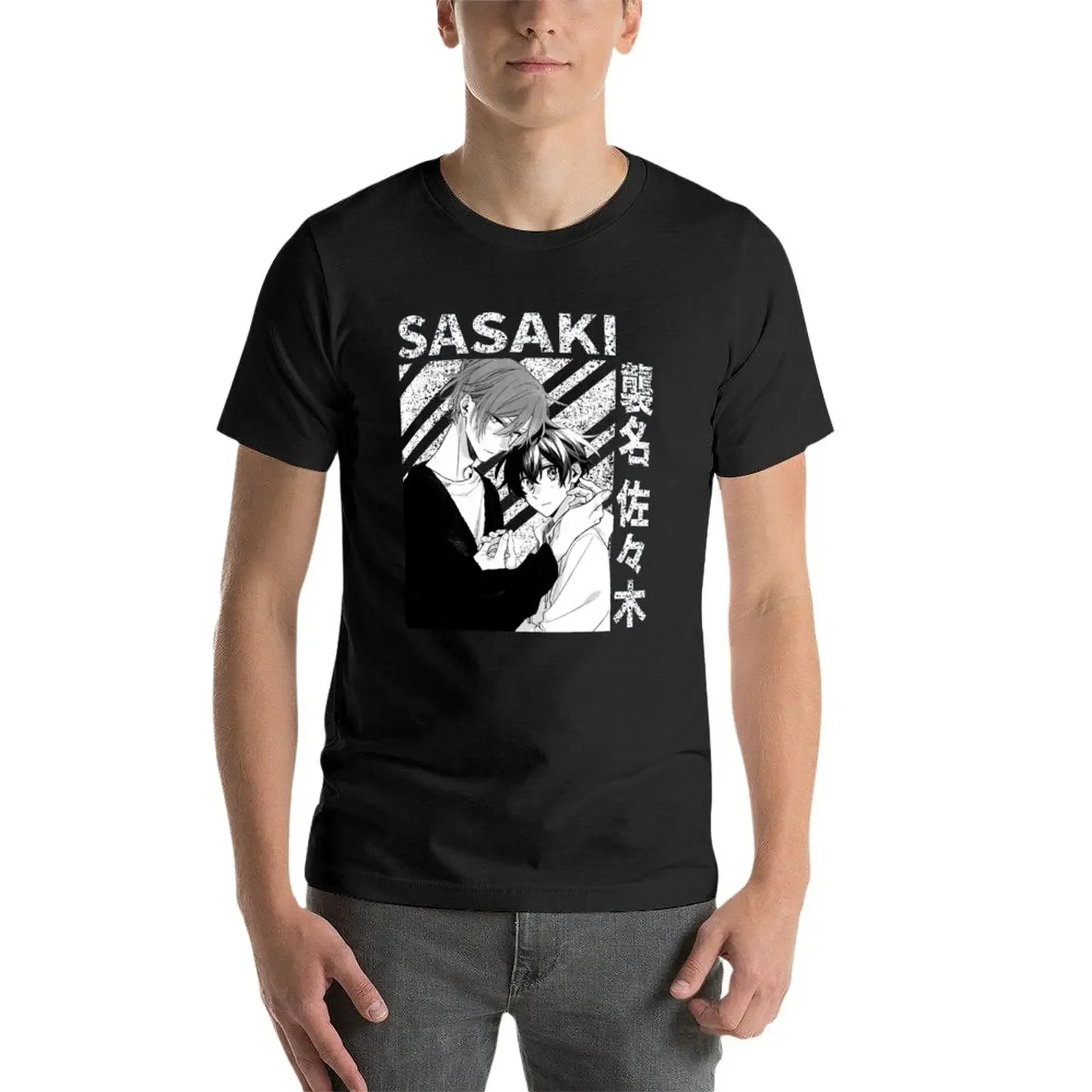 Фото Футболка Sasaki Shuum and Miyano Yoshikazu - Sasaki to Miyano - Sasaki and Miyano Мужская футболка оверсайз черного цвета №3