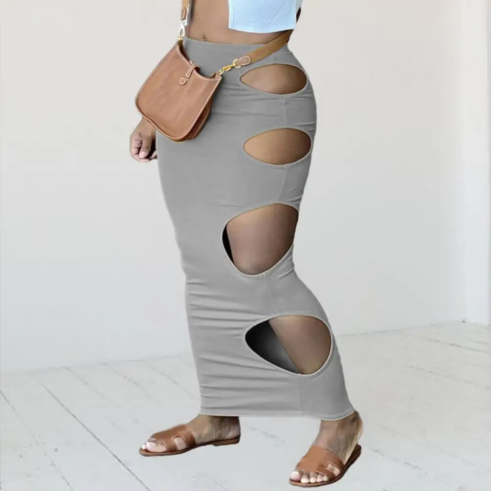 

Lady Skinny Skirt Chic Sexy Women's High Waist Hollow Out Skirts for Spring Fall Slim Fit Ankle Length for Club Party Wear Women