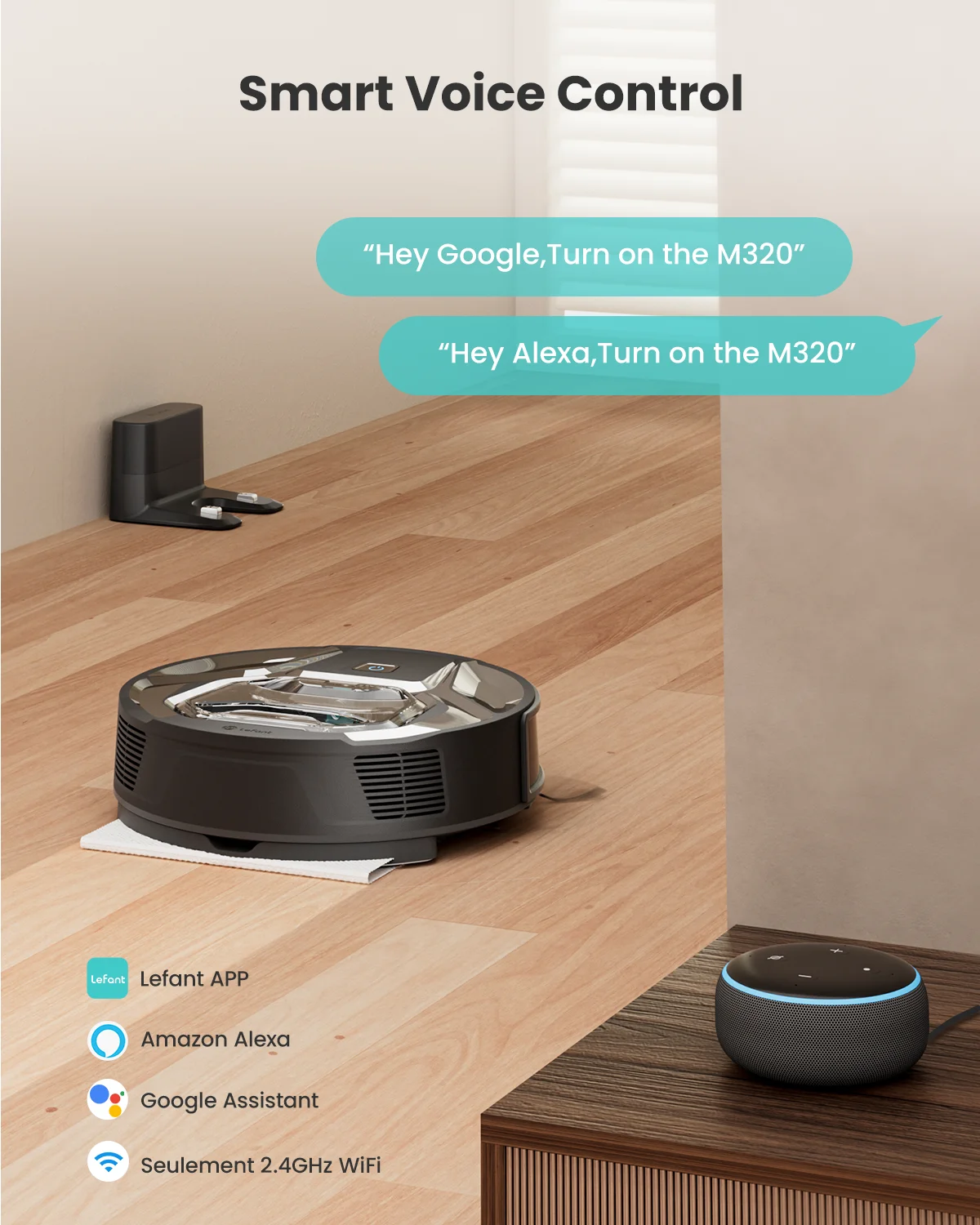 Lefant M320 6000Pa Powerful Suction Robot Vacuum Cleaner with Mop ,210 Mins Runtime,800ML Visible Dustbin,Carpet Detection 6
