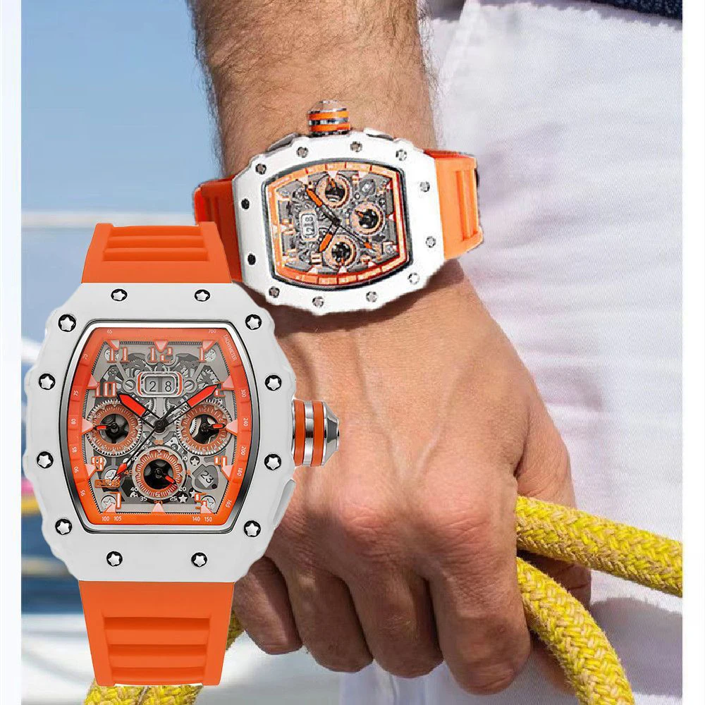 Luxury Men’s Quartz Wristwatch Hollow Design Trend None Machine Automatic Quartz Hollow Luminous Waterproof Men's Watch for Man