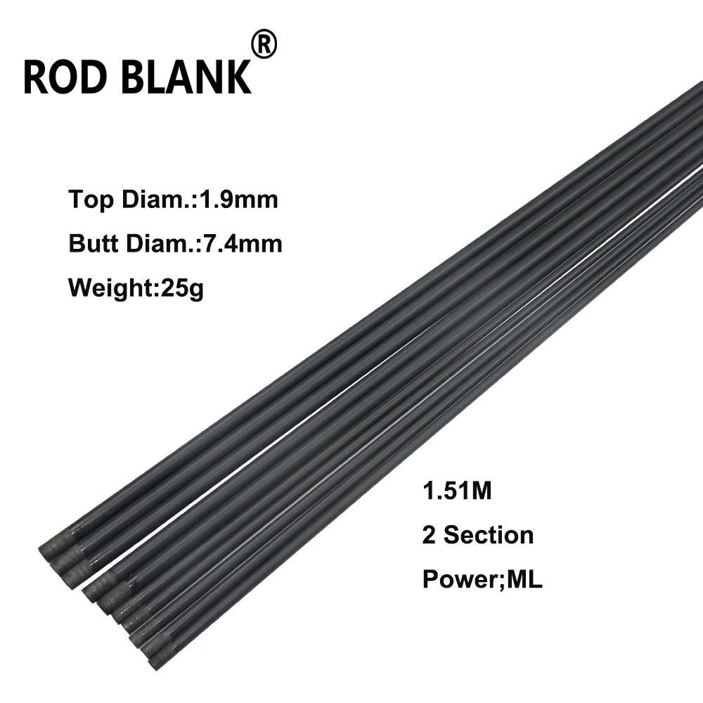 Rod Blank 2Pcs/Lot 1.51M 2 Section Carbon Fiber Rod Blank Power ML Lure  Fishing Rod DIY Building Repair Pole