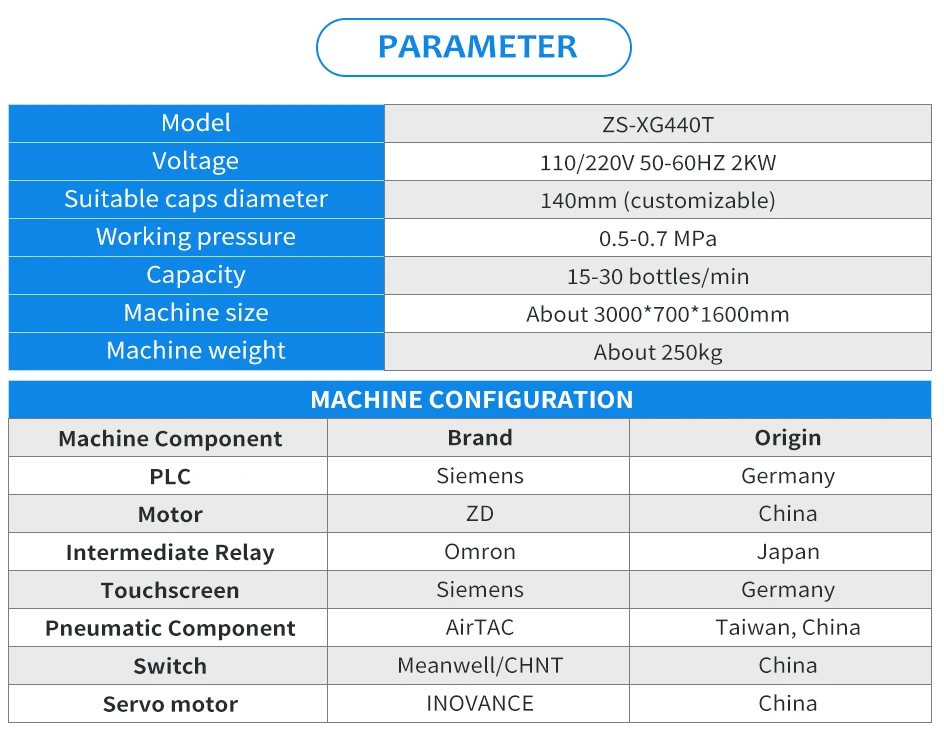 ZONESUN ZS-XG440T Servo Motor  Capping Machine with Cap Elevator