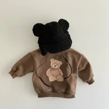 Children's Sweatshirt Clothing Bear Baby Boys Girls Long Sleeve Warm Pullover Toddler Sweater Autumn Hoodie Top Clothes 2022