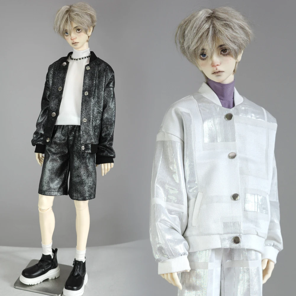 

D09-P058 children handmade toy 1/4 1/3 SD10 POPO68 73 uncle ID75 DD/DY doll BJD/SD doll's clothes white black baseball coat set