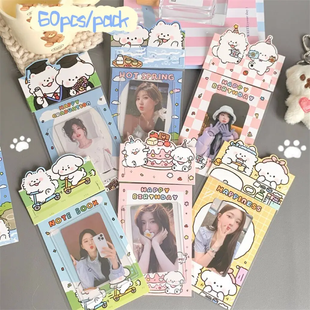 MINKYS Kawaii 10pcs 60pcs 3 inch Kpop Photocard Holder Photo Card Collection Bag DIY Photo Bag School Stationery