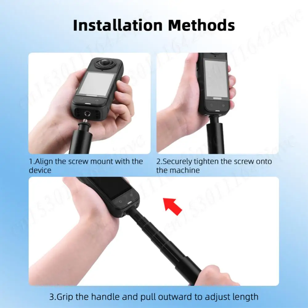 Perche à Selfie Invisible 150 Cm Pour Insta360 – Compatible GoPro, DJI Osmo – Aluminium Léger, Pliable, Filetage 1/4 Pouce