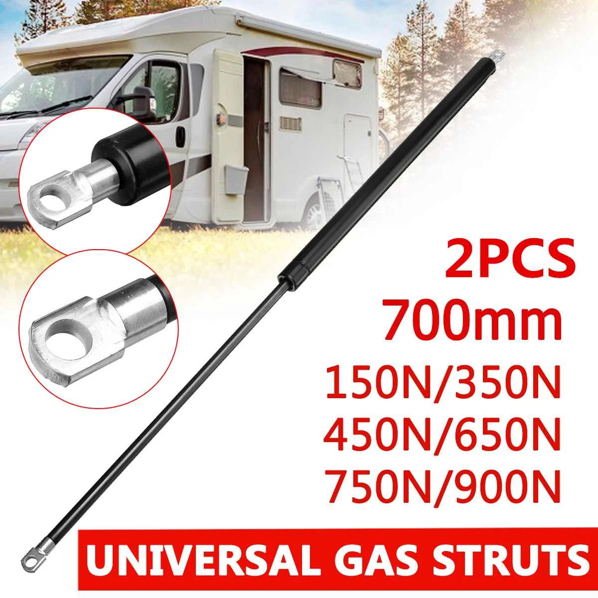 100-900N 700mm 2pcs Car Gas Strut Bars Gas Spring Hood Support Rod Shock Lift for RV Bed Window Bus Engine Bonnet Tailgate