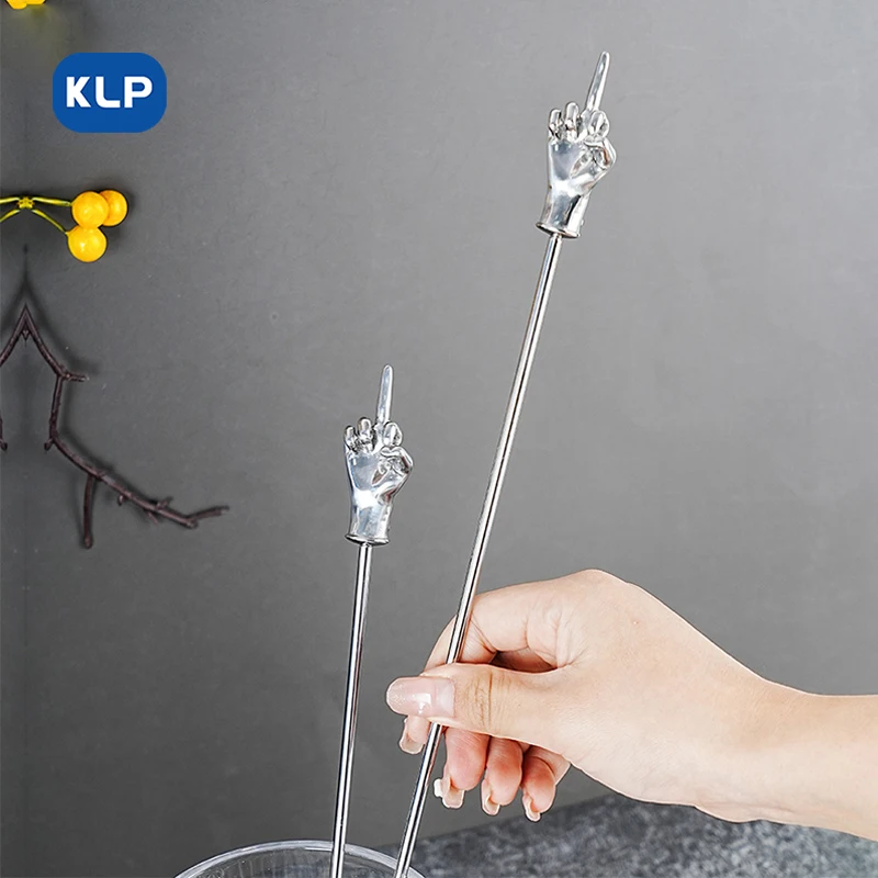 Cocktail Spoon KLP 1pcs/2pcs/4pcs Creative Personalised Finger Bar Spoon 304 Stainless Steel Cocktail Milk Tea Spoon Mixing Spoon