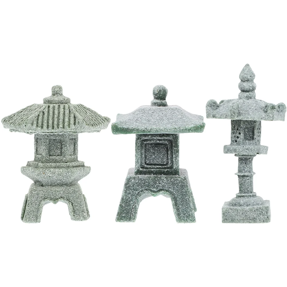 

3 Pcs Trumpet Ornament Japanese Tower Light Decoration Lantern Mini Pagoda for Garden Decorations Home Ornaments