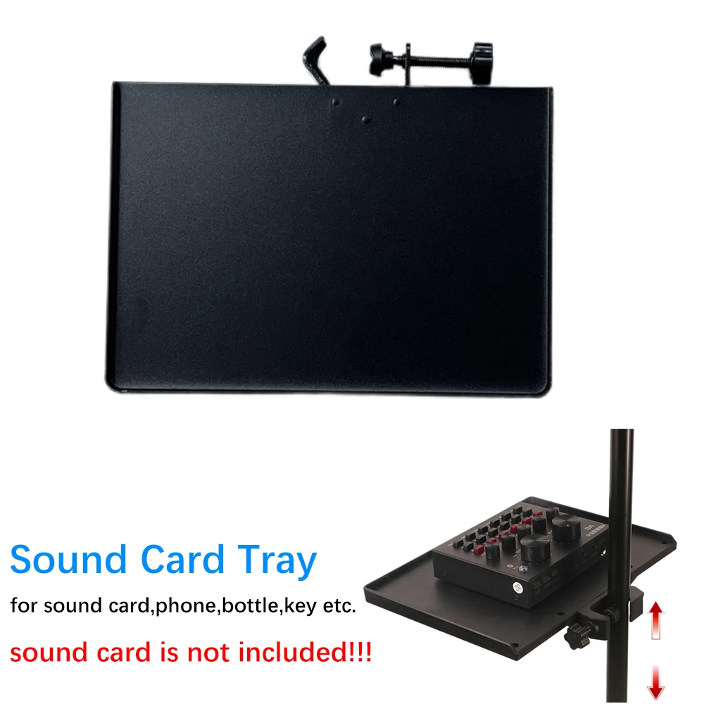 Metal Microphone Stand Sound Card Tray Clamp On Soundcard Shelf Rack Holder For Stage Live Streaming Recording Concert