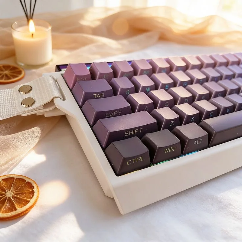 Purple Gradient Keycap Set - OEM Profile, Red-Pink-Blue Shade with Side and Top Print