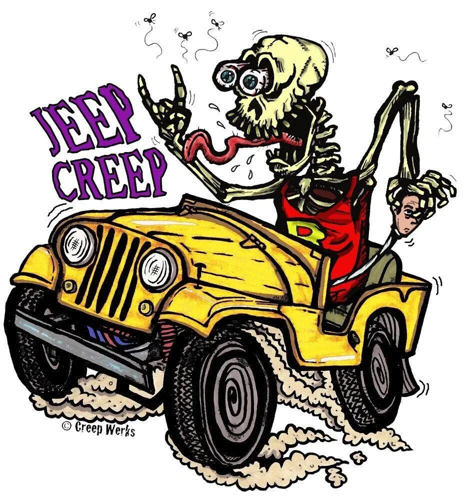For offroad Vehicle skeleton creep vinyl decal sticker Rat Fink Moab SUV Ed Roth