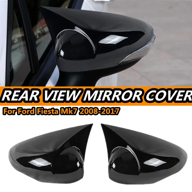 Pair Side Wing Mirror Cover For Ford Fiesta MK7 2008 2017 Add On Side