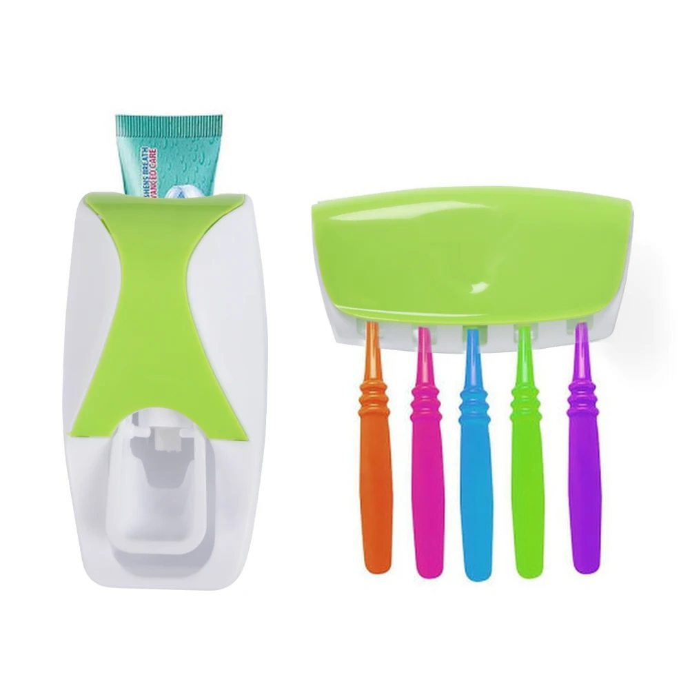 

Automatic Auto Toothpaste Dispenser +Toothbrush Holder Set Wall Mount Wine