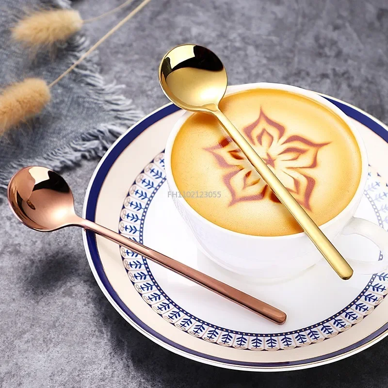 304/410 Stainless Steel Teaspoons 13cm Mini Spoons Mirror Polished Metal Coffee Spoon Small Round Spoon Kitchen Tableware