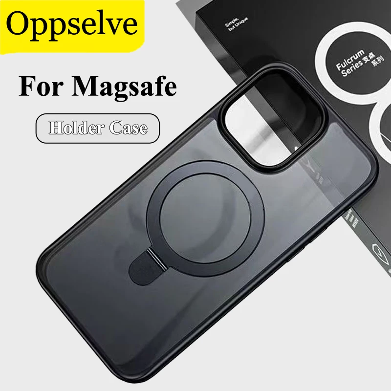 

Luxury Matte Translucent Stand Phone Case For iPhone 14 15 13 12 Pro Max Plus X XR XS For Magsafe Wireless Charge Magnetic Coque