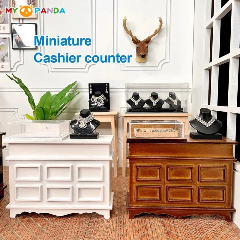 

1:12 Dollhouse Miniature Jewelry Display Cabinet Storage Cabinet Cashier Counter Furniture Model Play House Mall Scene Decor