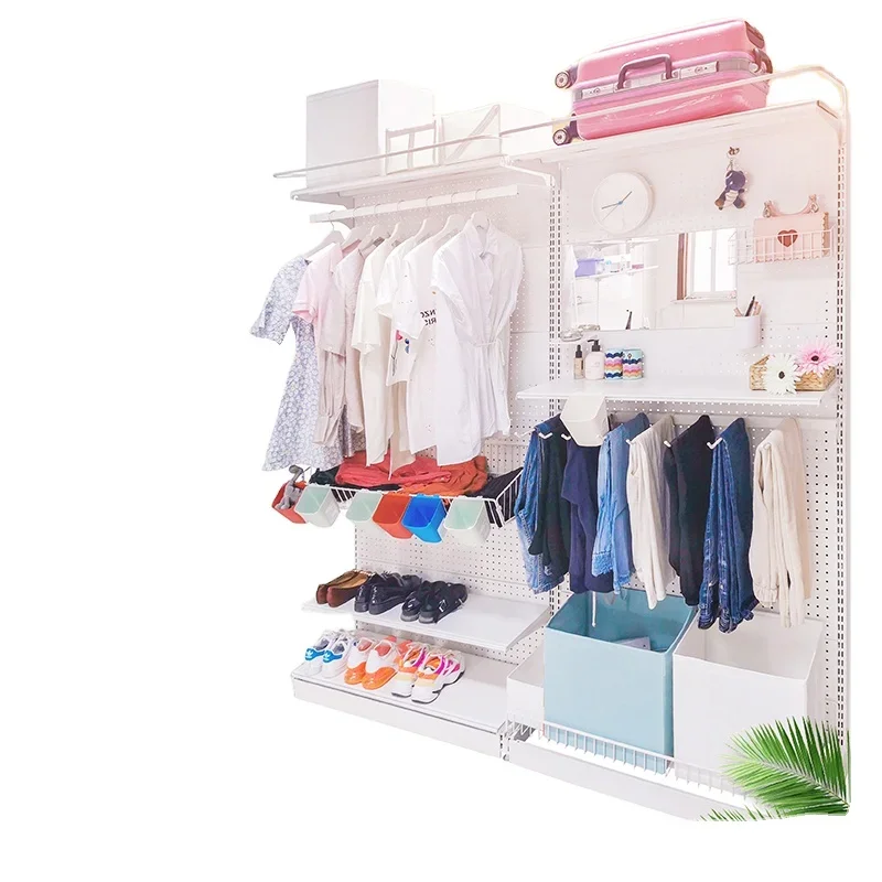 Cloth rack pegboard display wardrobe cabinet for apartment bedroom