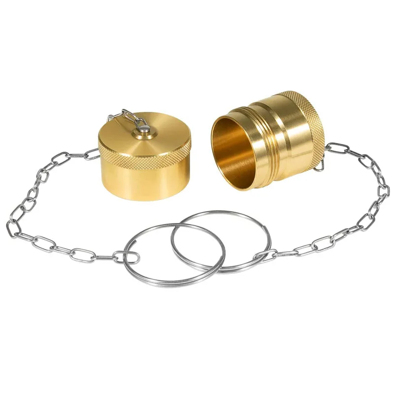 

Male & Female Dust Cap and Plug Set Fit for 1”Body Size Wet Line Wing Style Coupler, Brass Dust Cap with Steel Chain, 2 Pcs/Set