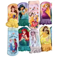 HOT TOYS Cartoon Princess Prints Socks Colorful Girl Ana Elsa Mermaid Design Cute Socks Size 15-20cm For 3-8T 4Pairs/LotP 2