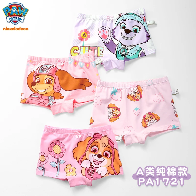 4 piezas/set bolsa original ropa interior genuina de Paw Patrol para niñas Skye Rubble Liberty Eeverst Boxer Briefs pantalones cortos de algodón para bebés de cuatro estaciones