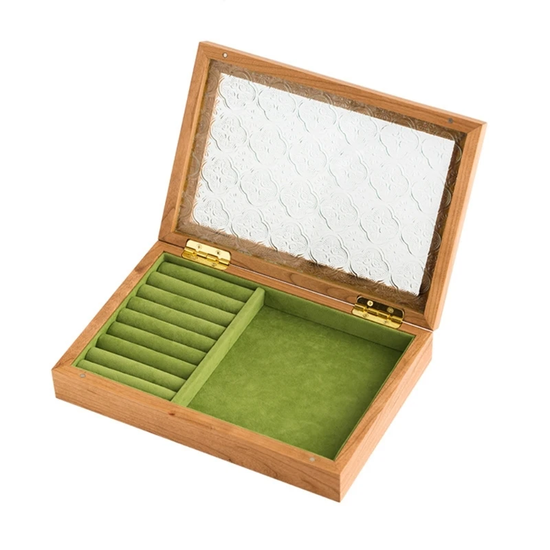 

Glass Dustproof Flip Cover Jewelry Storage Cases for Rings Earrings Bracelets