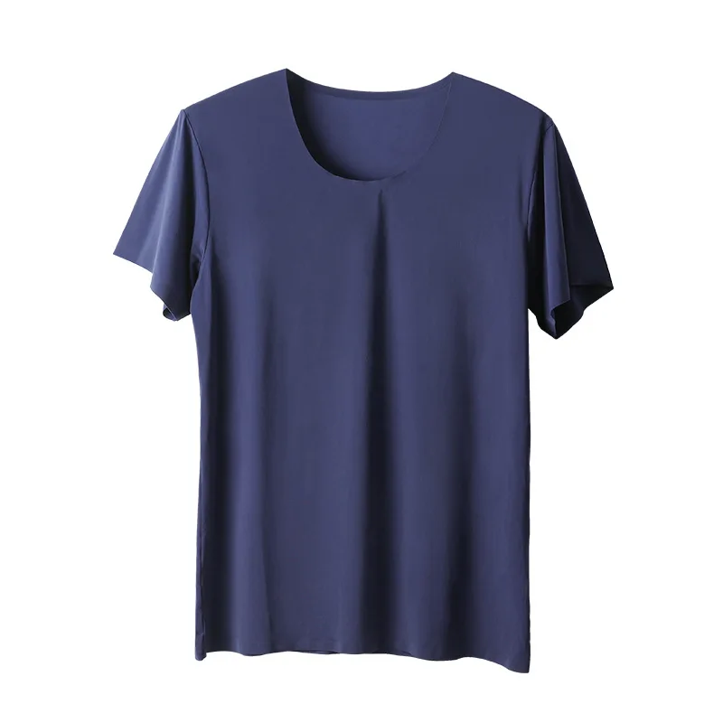 Men Ice Silk T-shirts Summer Shorts Sleeve Seamless Sheer Slip Breathable Shirts Pullover wrestling singlet Fitness Tshirts 3XL