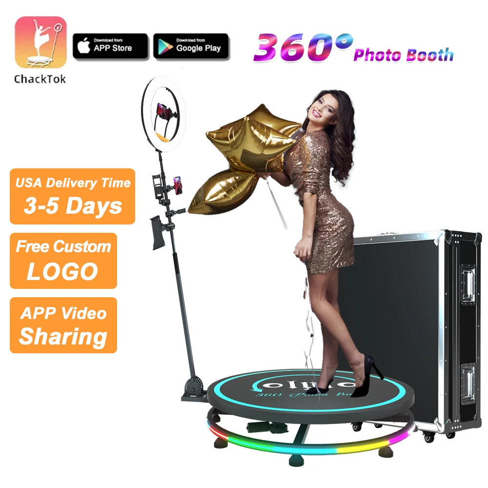  360 Photo Booth Selfie Platform with Slow Motion Portable 360  Video Spin Camera for Parties with Free Logo : Electronics