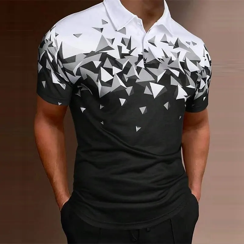 

Men's Polo shirt geometric pattern 3D printing summer new lapel Polo golf outdoor sport street wear short sleeved men's clothing