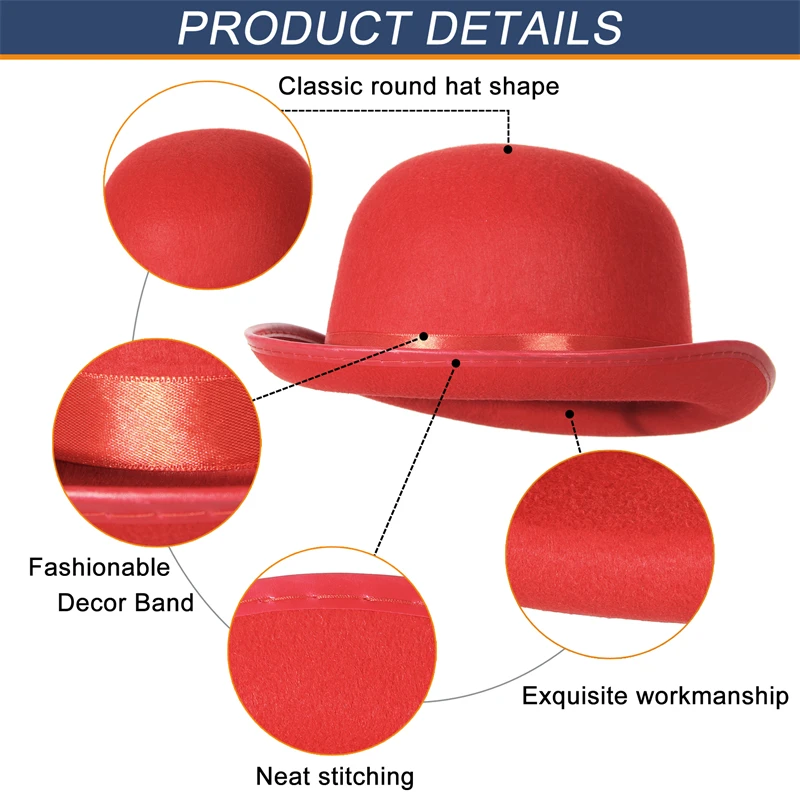 Elegant Black and Red Magician Bowler Hat