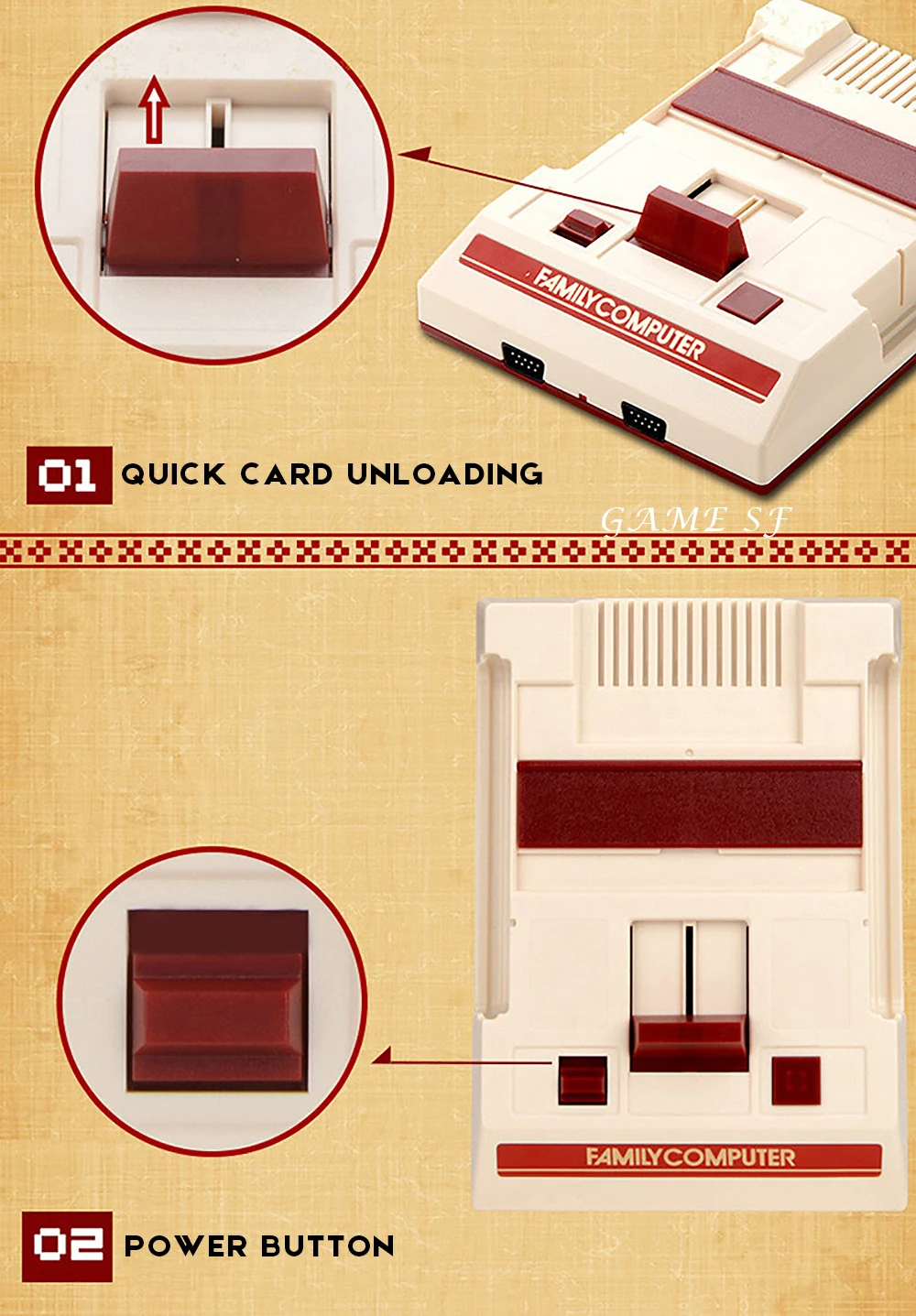 Nostalgic FC TV Home Game Console Retro Red and White Machine 8-Bit Card Game Console 500+132 Games Free Shipping