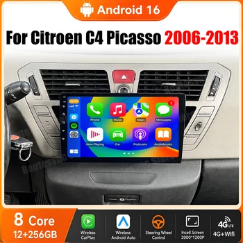 Autoradio Wireless Carplay per Citroen C4 Grand Picasso 2006-2013, Android 16, GPS, Wifi, 4G, BT