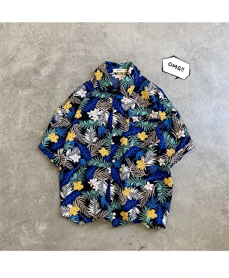 Privathinker Summer Men Casual Shirts Vintage Clothes Baggy Unisex Hawaiian Style Male Cardigan New Fashion Blouses Short Sleeve