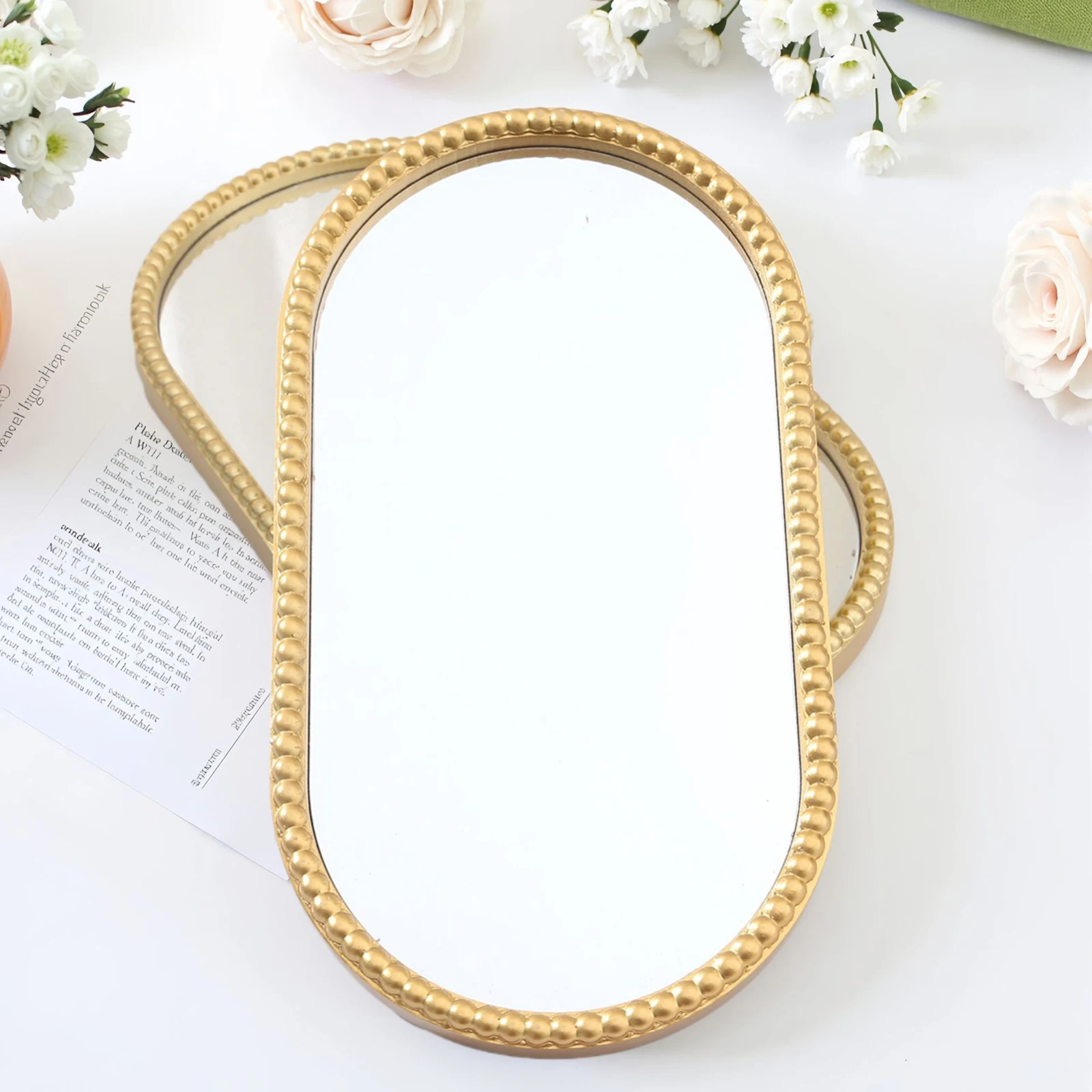 Elegant Rectangular Glass Serving Tray with Gold Handles for Coffee Table Centerpiece Kitchen Decor Dining Room Display