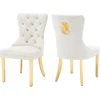 Dining Chairs Set of 2, Luxury Velvet Tufted Legs & Nailhead Trim, Back Lion Head Pull Ring & Rhomboid Pattern, Kitchen Chair 1