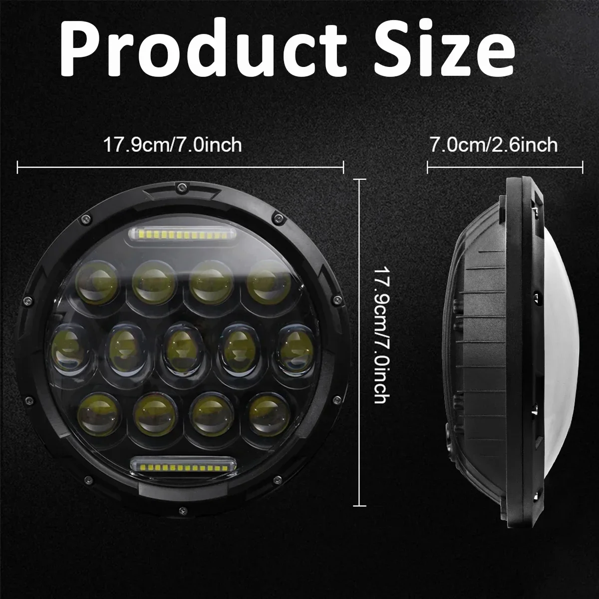 2/1PCS 7 ġ LED   H4     ڵ  ۷ Ҹ    