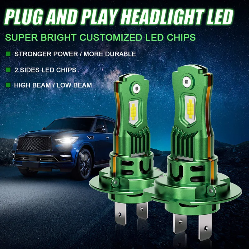 High-Power LED Car Headlight with Turbo Fan and Wireless Spotlight Technology