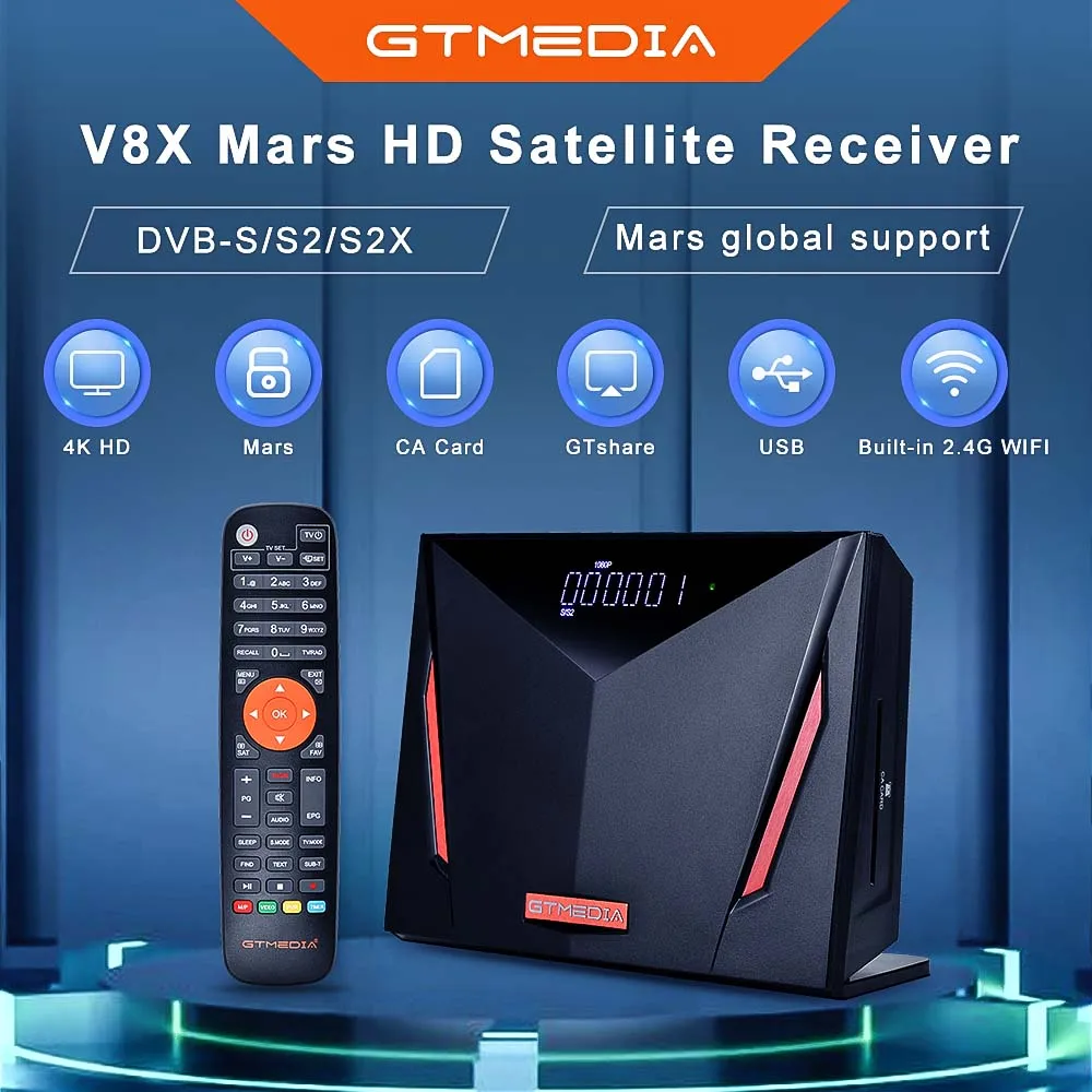 GTMEDIA V8 UHD Satellite Receiver DVB-S/S2/S2X+T/T2/ISDB-T/Cable 4K Ultra High Display Built in 2.4G WIFI Multi-format decoder