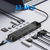 Lemorele USB-C Hub 13-in-1 Gigabit Docking Station VGA USB Type C Hub 4K30Hz HDMI-compatible USB 3.0 Adapter RJ45 PD100W 2