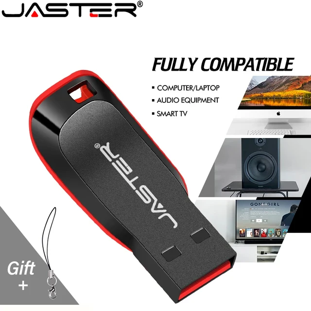 JASTER Plastic USB Flash Drive 128GB Key Chain Memory Stick 64GB Mini Pen Drive 32GB Black Creative Business Gift 16GB 8GB 4GB 1