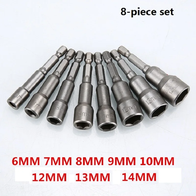 

8 шт./набор, шестигранный адаптер для отвертки, 6-14 мм, 6,35 дюйма