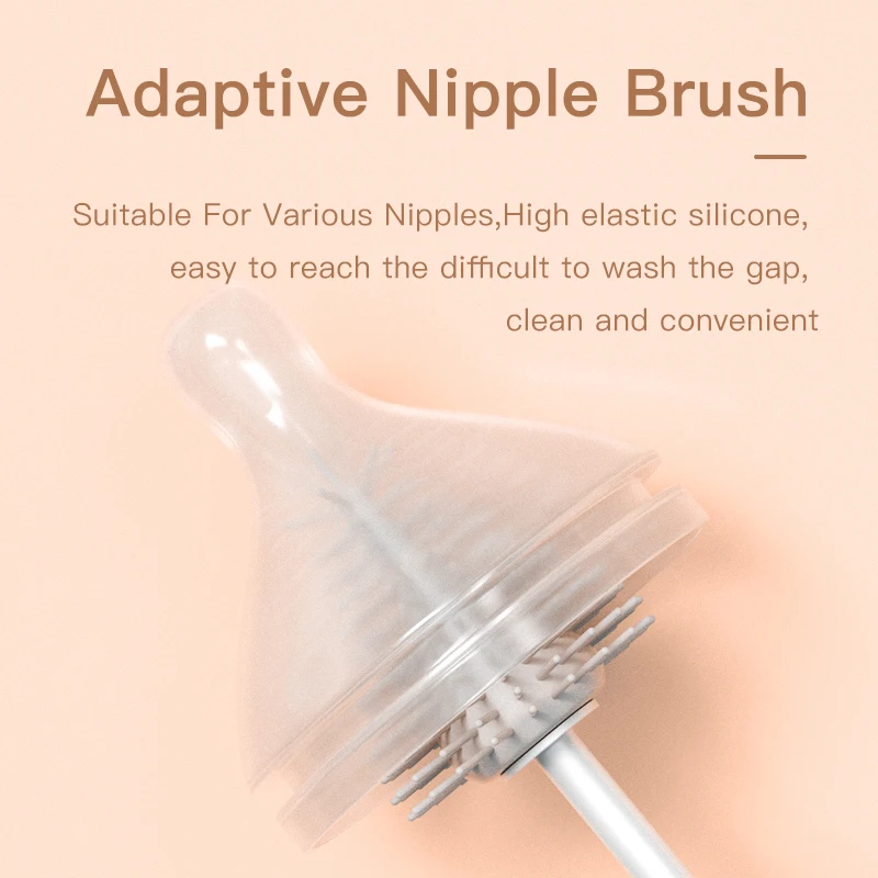 Cleaning Brush Set 360 Degree Rotation 3 in 1 Silicone Baby Bottle Pacifier Brush Wash Water Cup Container Straw