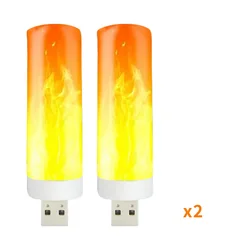 USB LED Flickering Flame Lamp - Flameless Candle Light (2 Pieces)