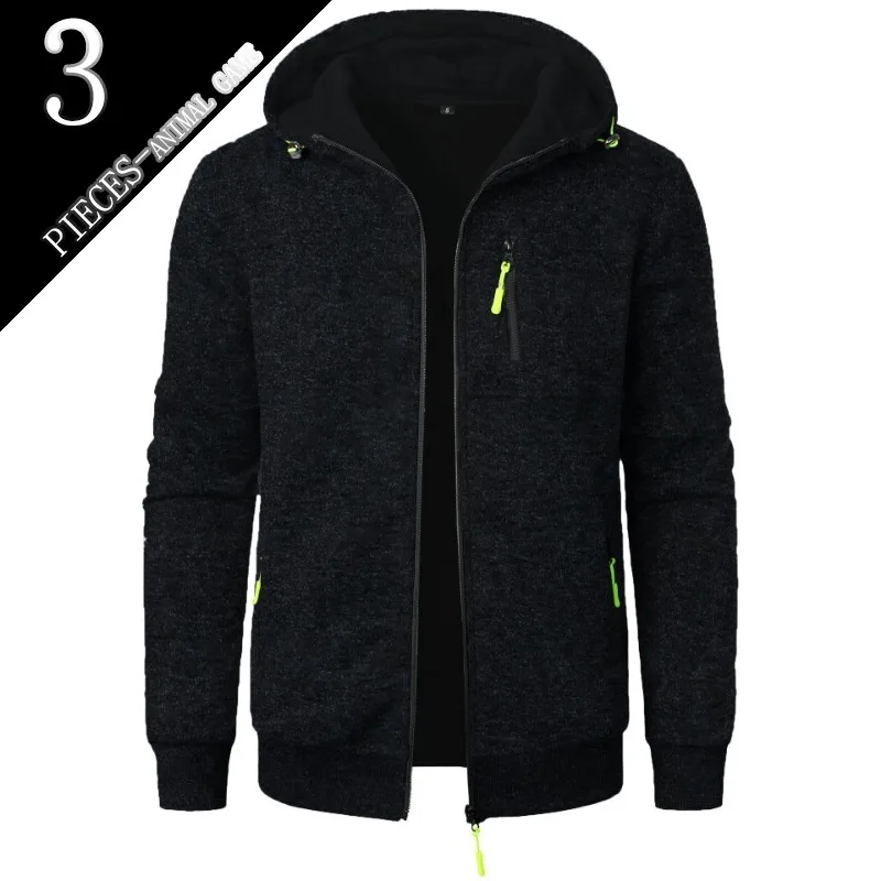 Animal Game 3 Pack Men's Casual Hooded Sweatshirts Zipper Hoodies for Men Oversize Spring Outdoor Work Coat Casual Tracksuit Men