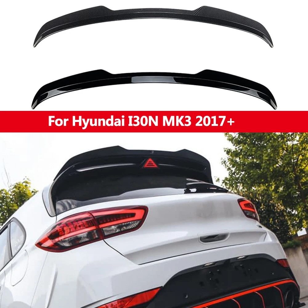 

Rear Trunk Top Tail Wing Spoiler Body Kit Accessories Glossy Black Carbon Grain ABS For Hyundai I30N MK3 2017+ 2018 2019 2020