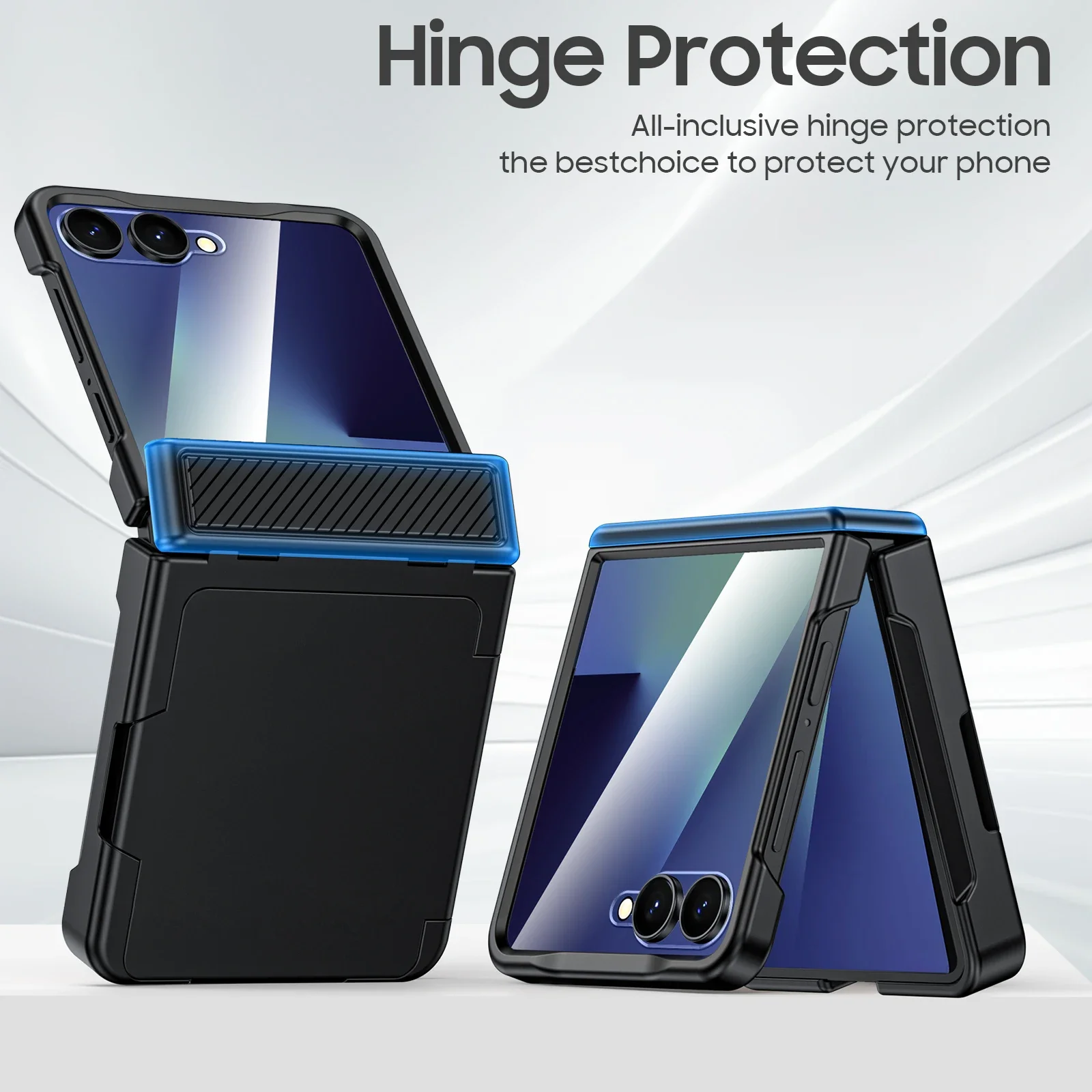 Elegant Card Holder Wallet with Built-In Screen Protector and Shockproof Rugged Case - Black