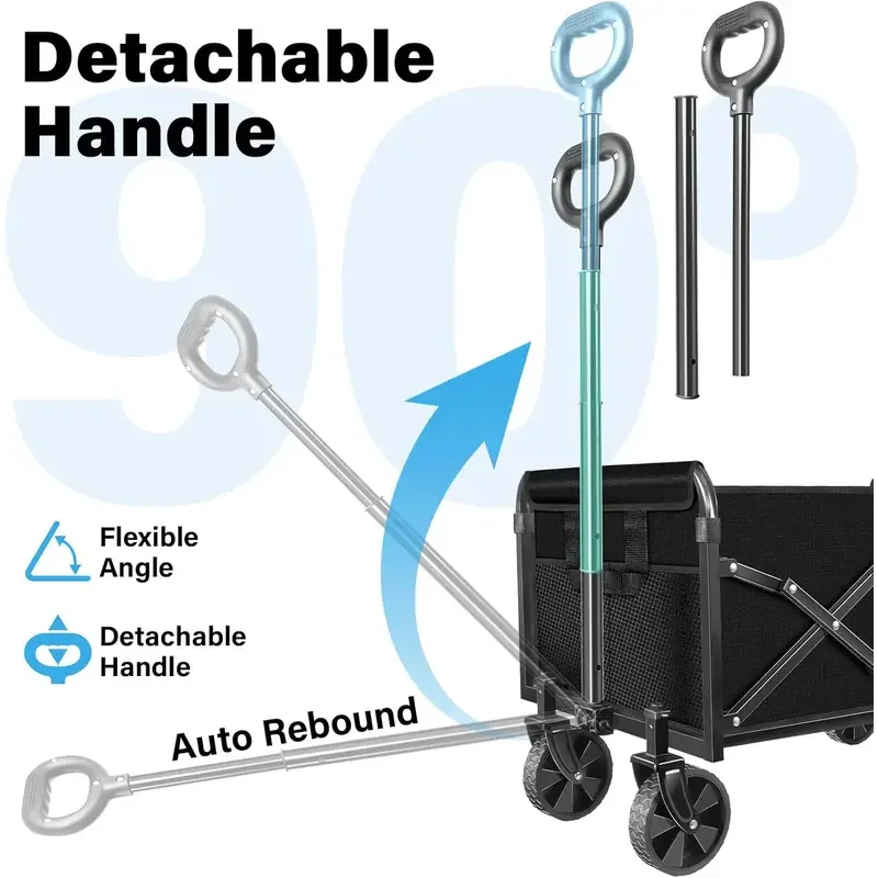 Wagons Carts Foldable Collapsible Wagon Cart Foldable Wagon Cart with Wheels Lightweight 280 LBS for Beach Sports Camping Grocer