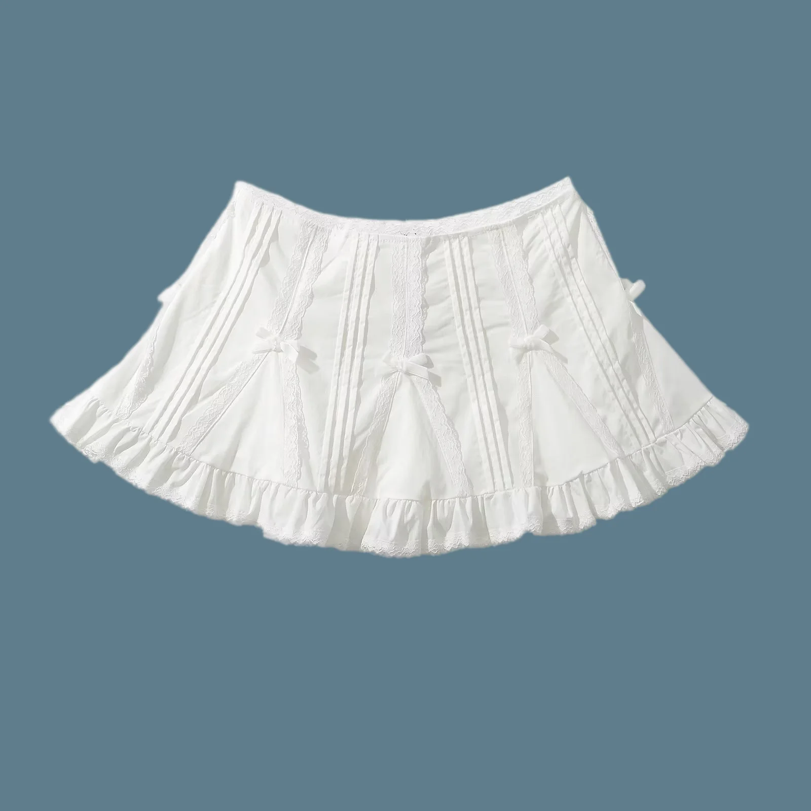

Женская модная Милая Мини-юбка с кружевом, привлекательная короткая юбка с низкой талией, милая шикарная юбка с бантом и боковой молнией, Белая Летняя юбка 2024